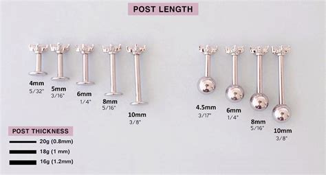 dimple piercing jewelry size